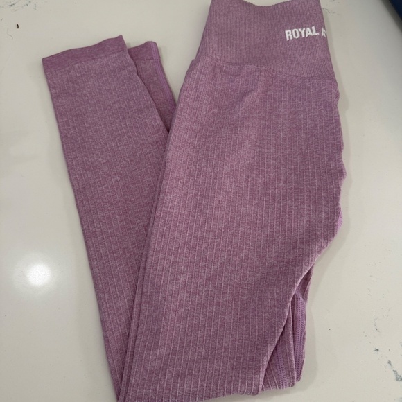 Royal Athletic Lilac Pink Purple Ribbed Leggings - Picture 4 of 5